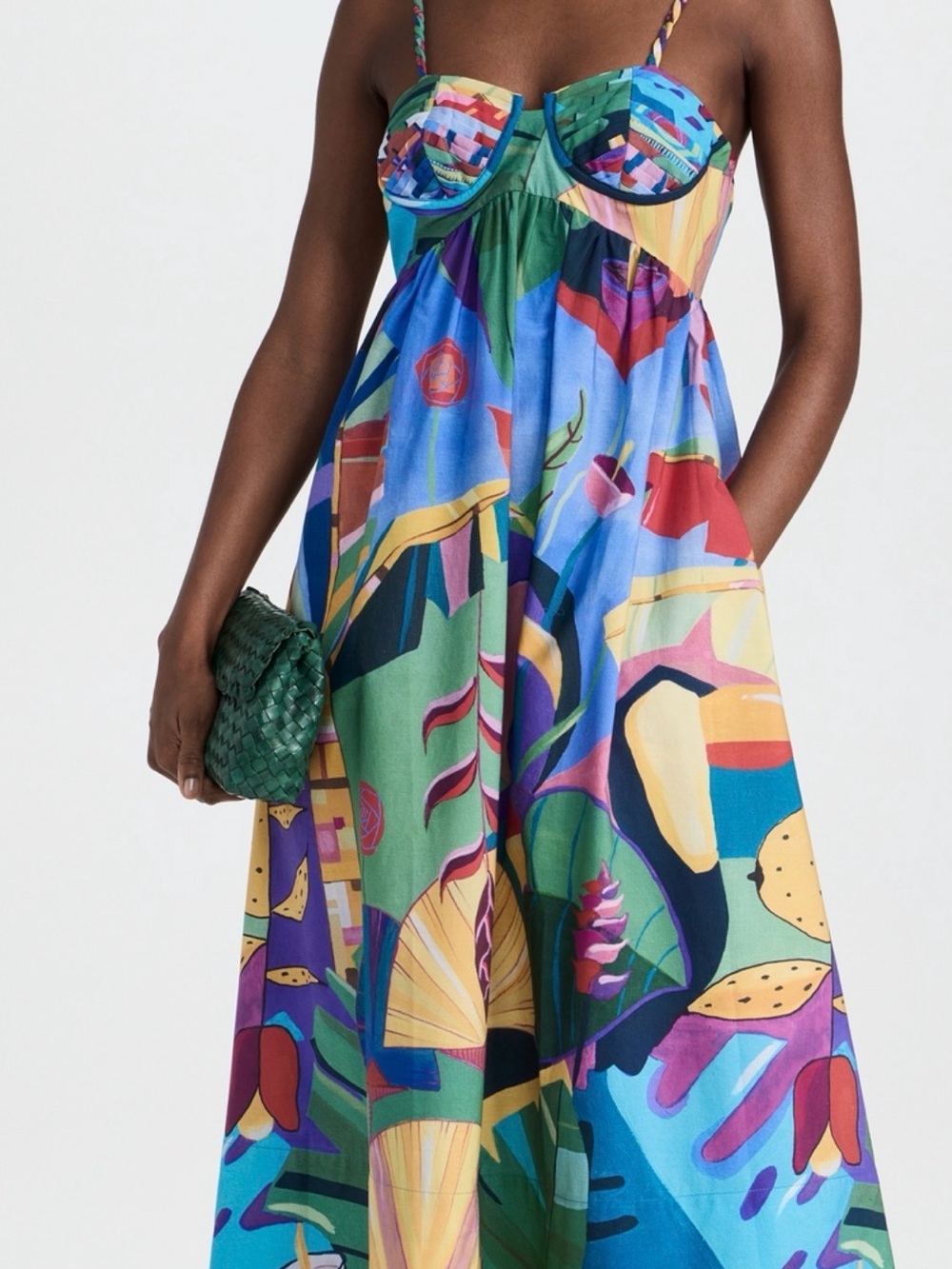 NEW FARM Rio Tropical Scenario Multicolor Printed Bustier Maxi Dress